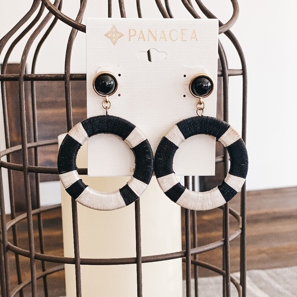 Panacea Black and White Woven Earrings - Picture 2 of 2